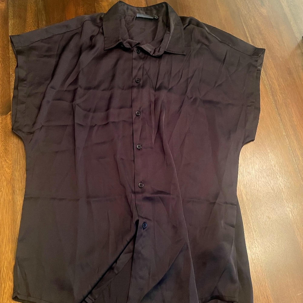 ASOS- sleeveless dress button up silk shirt